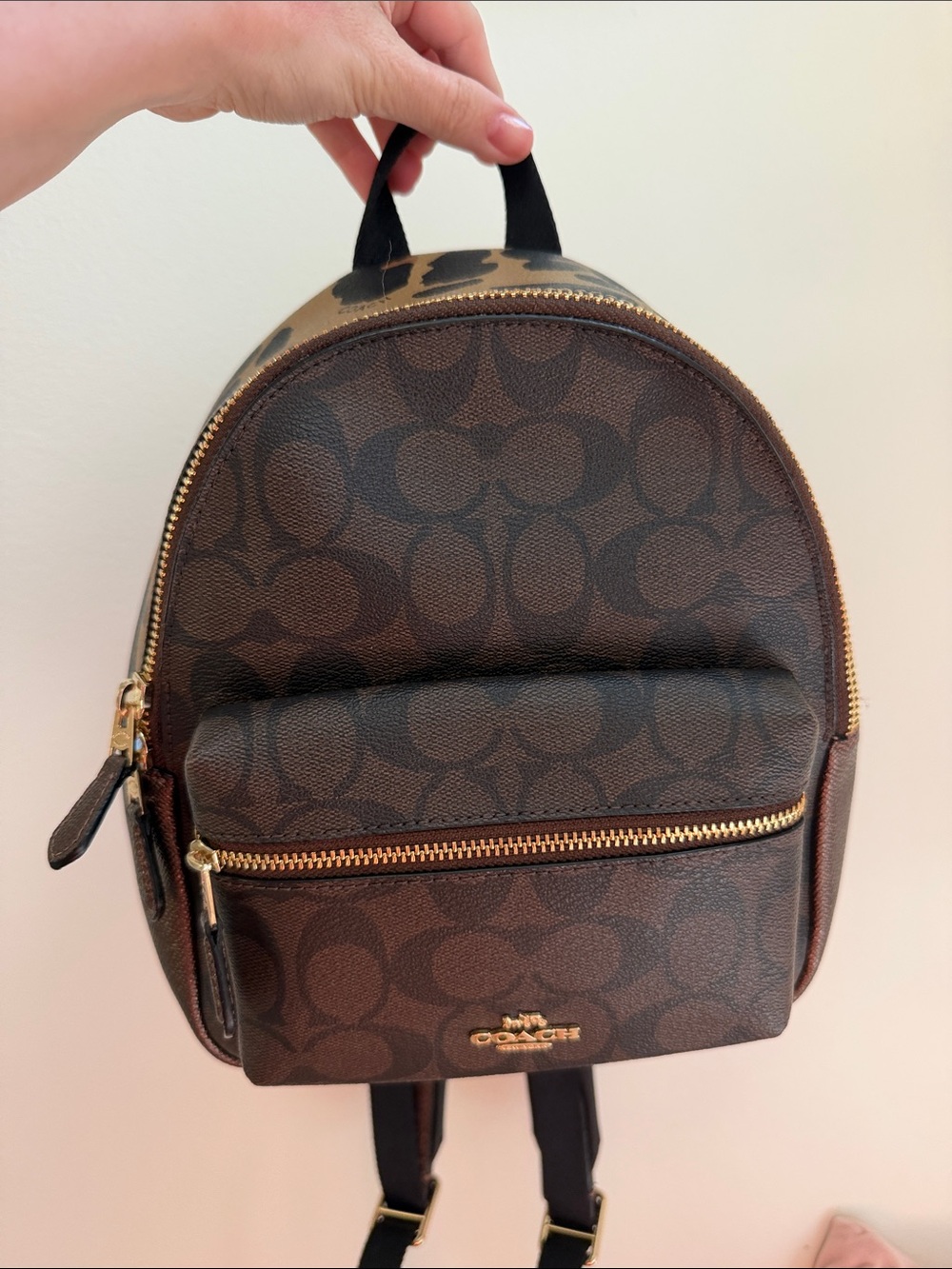 Coach Mini Backpack in Brown Signature Canvas with Gold Accents - Picture 4 of 9
